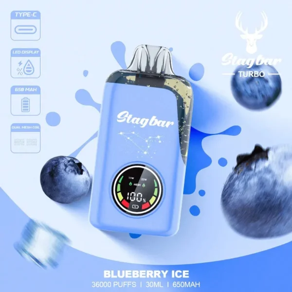 STAG BAR TURBO 36000 Puffs Double Vape BLUEBERRY-ICE-3