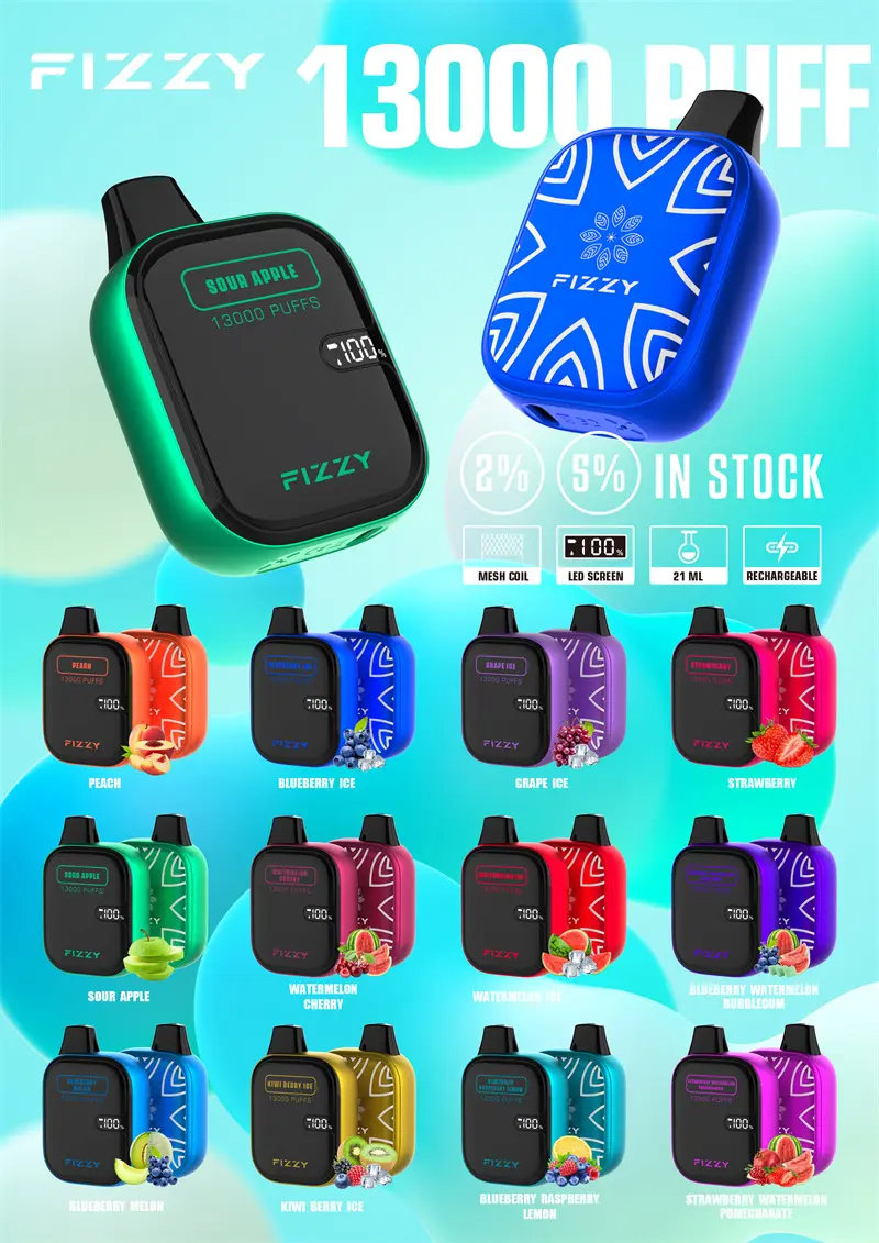 Fizzy Boom 13000 Puffs Disposable Vape Fizzy Boom 13000 Puffs Disposable Vape BLUEBERRY ICE