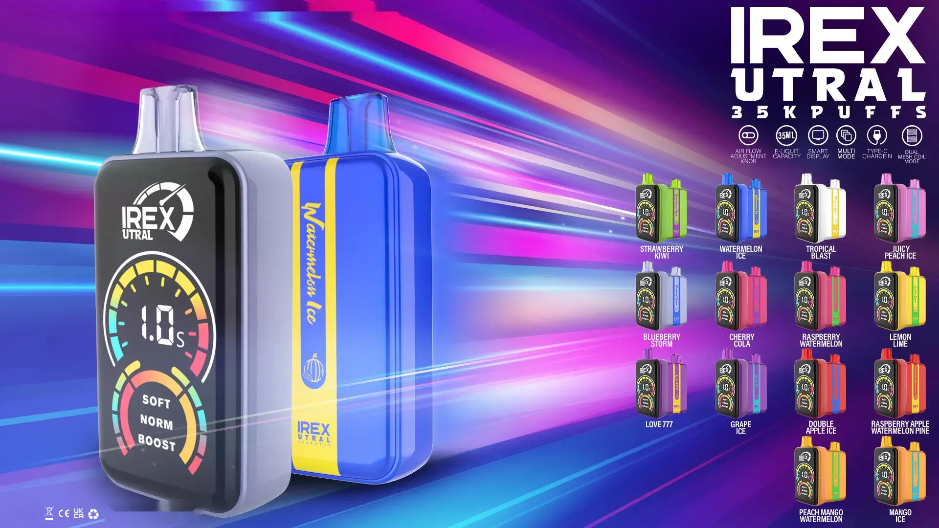 IREX URAL 35000 Puffs Disposable Vape IREX URAL 35k puffs Disposable Vape GRAPEACE