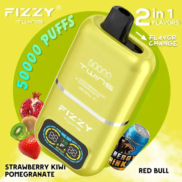 Fizzy 50000 PUFF (2 in 1) Disposable Vape STRAWBERRY-KIWIPOMEGRANATE