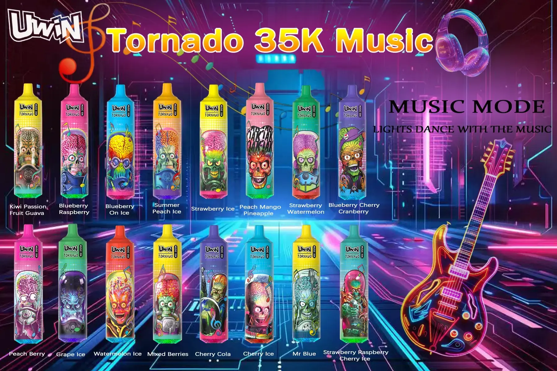 UWIN TORNADO 35K MUSIC DISPOSABLE VAPE UWIN TORNADO 35K MUSIC DISPOSABLE VAPE Product display