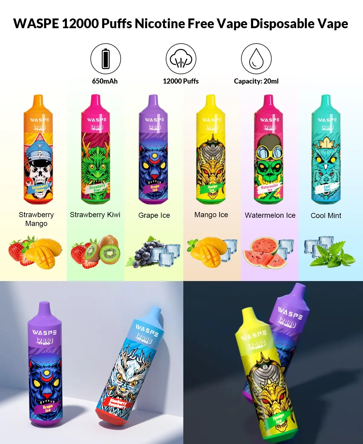 WASPE 12000 PUFFS Digital Box Disposable Vape WASPE 12000