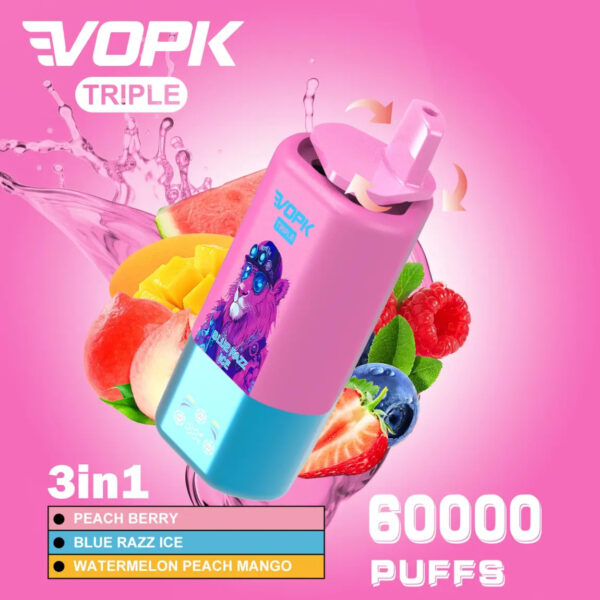 VOPK Triple 60000 60k Puffs 3 in 1 Flavors Newest Original Rechargeable LED Display Disposable Vape - Image 6